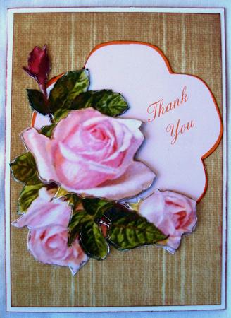 Pink Rose Decoupage Topper by April Rogers