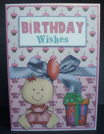 Birthday Wishes Baby Girl Card Front by Audrey Brown clifford