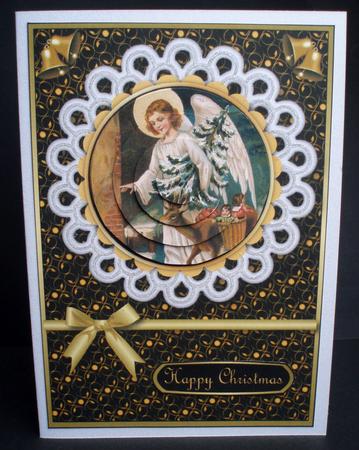 Christmas Angel Pyramid with Lace (black) by Audrey Brown clifford