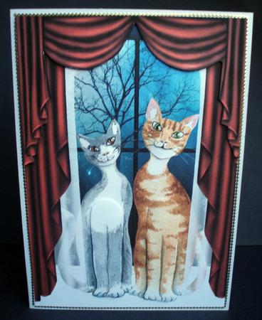 Cats in the Window for the Moonlight Serenade - Decoupage Ca by Audrey Brown clifford