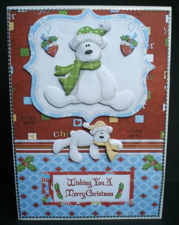 Wishing You a Merry Christmas Bear with Decoupage by Audrey Brown clifford