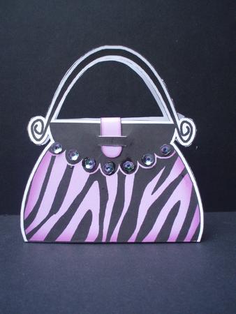 Zebra Striped Handbag Shaped Treat or Favour Box Sheet 1 by Audrey Brown clifford