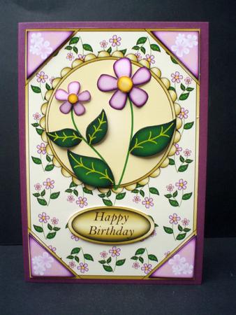 Pink Flowers Card Front by Audrey Brown clifford