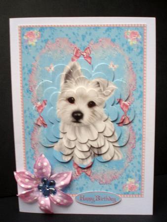 Floral Westie with Flower Shaped Pyramage by Audrey Brown clifford