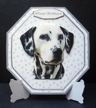 Dalmatian Plate Shaped Card & Stand by Audrey Brown clifford