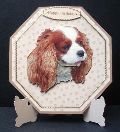 Cavalier King Charles Spaniel Plate Shaped Card & Stand by Audrey Brown clifford