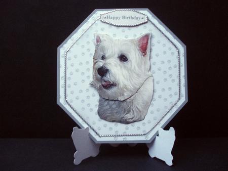 Westie Portrait 2 Plate Shaped Card & Stand by Audrey Brown clifford