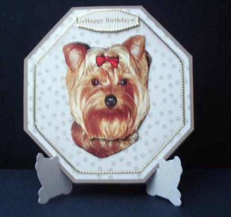Yorkshire Terrier Plate Shaped Card & Stand by Audrey Brown clifford