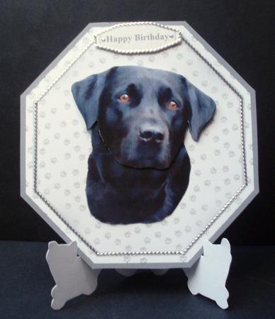 Black Labrador Plate Shaped Card & Stand by Audrey Brown clifford