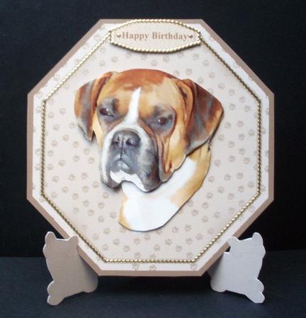 Boxer Dog Plate Shaped Card & Stand by Audrey Brown clifford