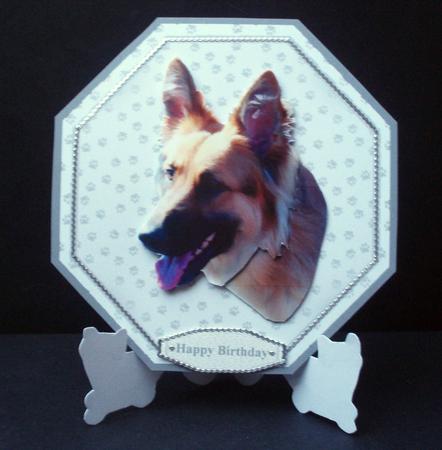 German Shepherd Plate Shaped Card & Stand by Audrey Brown clifford