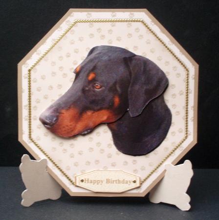 Doberman Pinscher Plate Shaped Card with Stand by Audrey Brown clifford