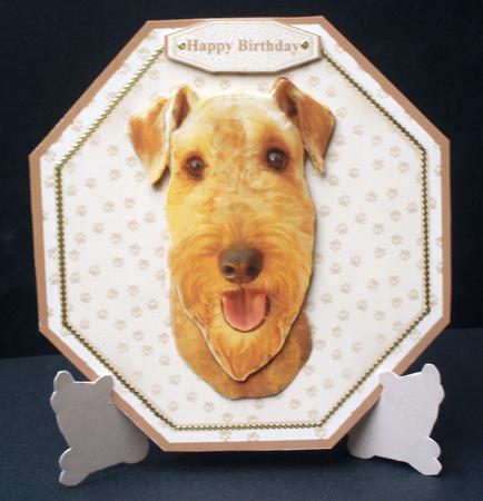 Airedale Plate Shaped Card & Stand by Audrey Brown clifford