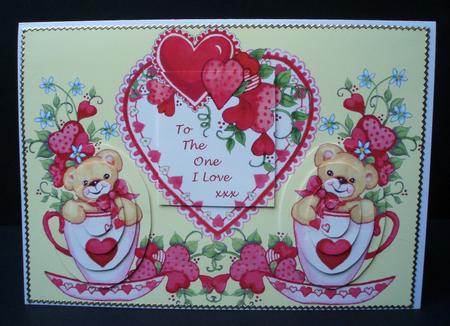 To the One I Love - Teddy Bear Pyramid Card by Audrey Brown clifford