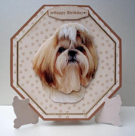 Shih Tzu Plate Shaped Card & Stand by Audrey Brown clifford