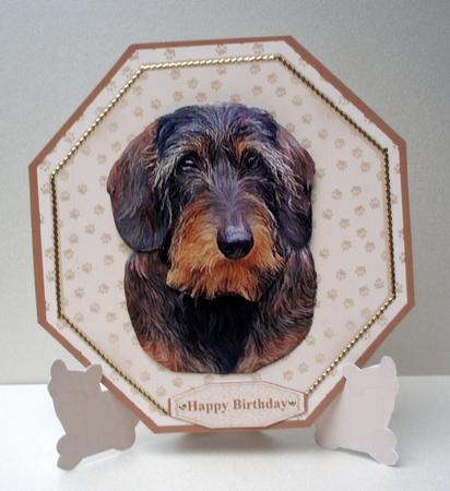 Wire Haired Dachshund Plate Shaped Card & Stand by Audrey Brown clifford