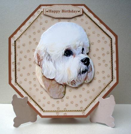 Dandie Dinmont Plate Shaped Card & Stand by Audrey Brown clifford