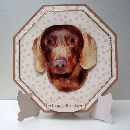 Dachshund Plate Shaped Card & Stand by Audrey Brown clifford
