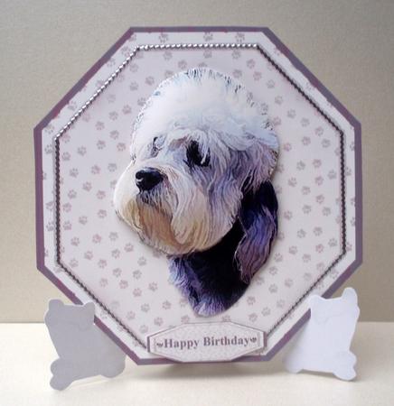 Dandie Dinmont Plate Shaped Card & Stand by Audrey Brown clifford