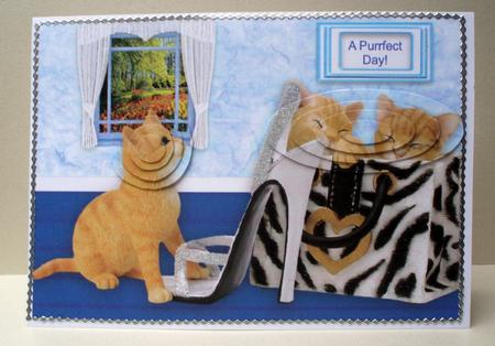 Ginger Kitten - is There Room for Me? Double Pyramid Card by Audrey Brown clifford