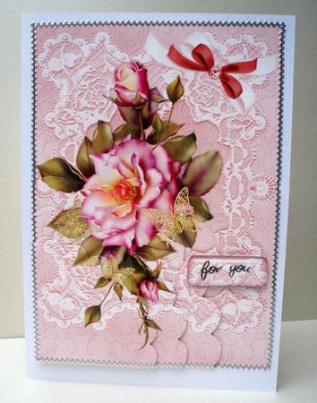 Lace and Pink Rose by Audrey Brown clifford