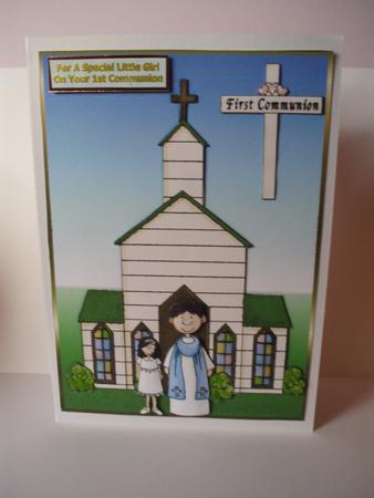 Girls Communion Card Front and Layers by Audrey Brown clifford