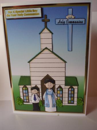 Boy Communion Card Front and Layers by Audrey Brown clifford