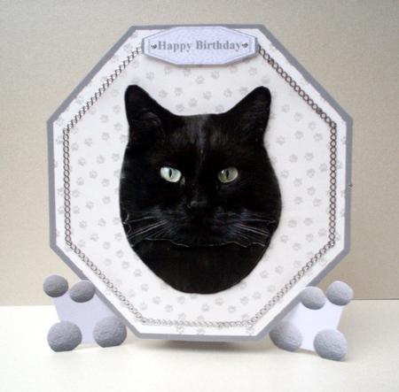 Black Cat Plate Shaped Card and Stand by Audrey Brown clifford