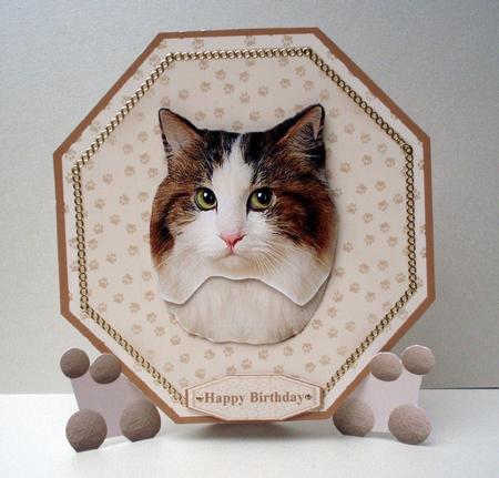 Cat Longhaired Plate Shaped Card with Stand by Audrey Brown clifford
