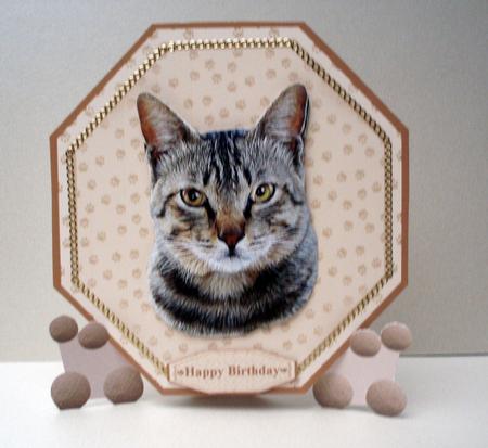 Tabby Cat Plate Shaped Card & Stand by Audrey Brown clifford