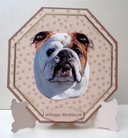 Bulldog Plate Shaped Card & Stand by Audrey Brown clifford