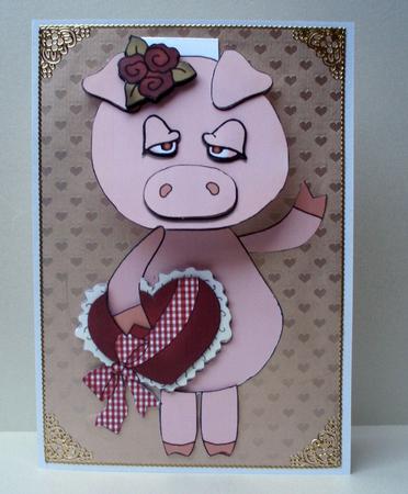 Every Day Valentine Pig Flip-up Card by Audrey Brown clifford