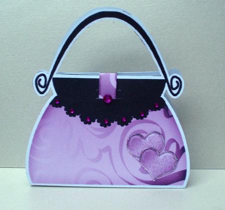 Romantic Hearts Handbag Shaped Treat or Favour Box Sheet 1 by Audrey Brown clifford
