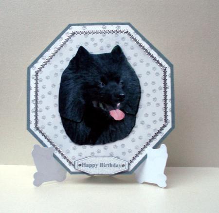 German Spitz Plate Shaped Card & Stand by Audrey Brown clifford