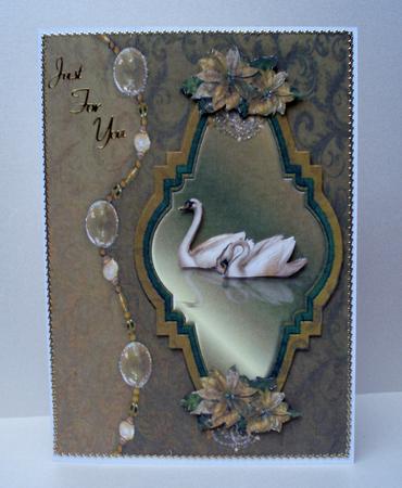 Gold Birthday Swans with Decoupage by Audrey Brown clifford