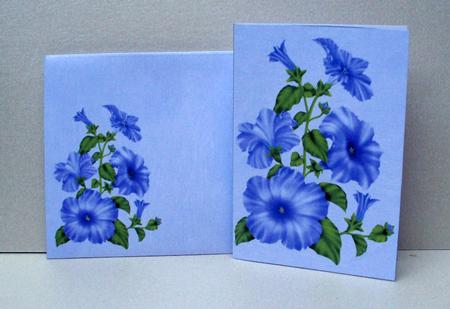 Blue Petunias Mini Card & Envelope by Audrey Brown clifford