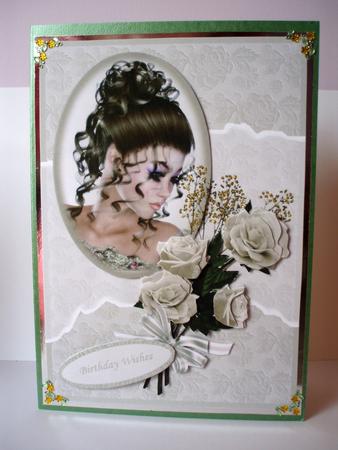 Pretty Lady in Cream and Gold Cameo Card Kit with Decoupage, Papers and Insert by Audrey Brown clifford