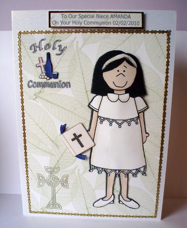 Girl Communion Card Front and Layers by Audrey Brown clifford