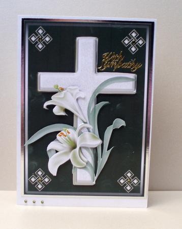 Sympathy Cross with Lilies by Audrey Brown clifford