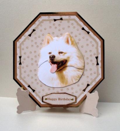 German Spitz Plate Shaped Card & Stand by Audrey Brown clifford