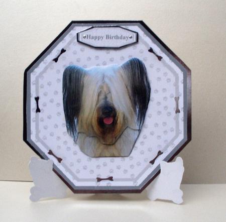 Skye Terrier Plate Shaped Card & Stand by Audrey Brown clifford