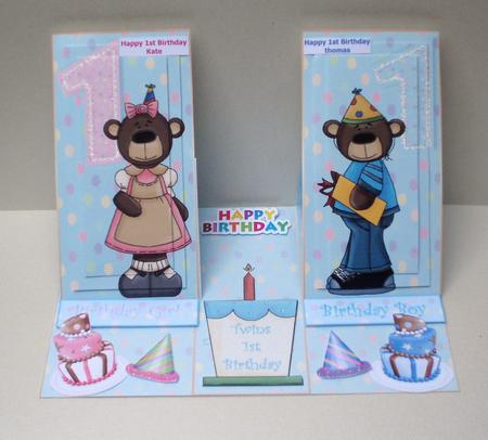 Twins 1st Birthday Double Easel by Audrey Brown clifford