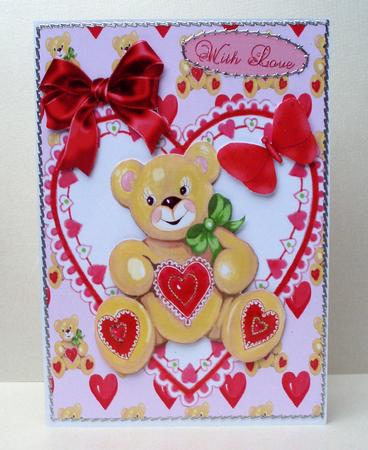 Cute Little Teddy Bear in Heart Frame by Audrey Brown clifford