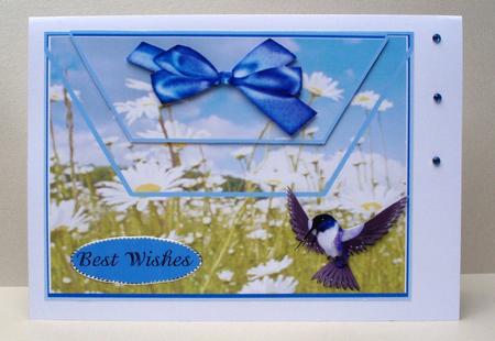 Bird in Flight Envelope Card Front Best Wishes & Enjoy by Audrey Brown clifford