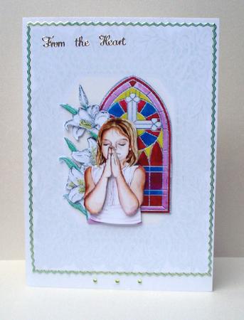 Girl Praying - Lilies & Stained Glass Window Decoupage by Audrey Brown clifford