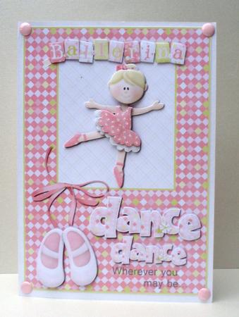 Dance Dance Ballerina Quick Card Front with Decoupage by Audrey Brown clifford
