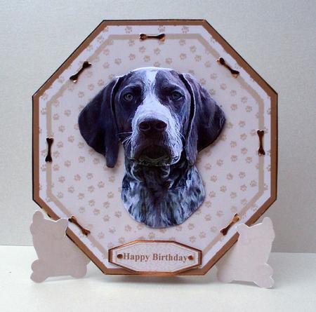 German Short Haired Pointer Plate Shaped Card & Stand by Audrey Brown clifford