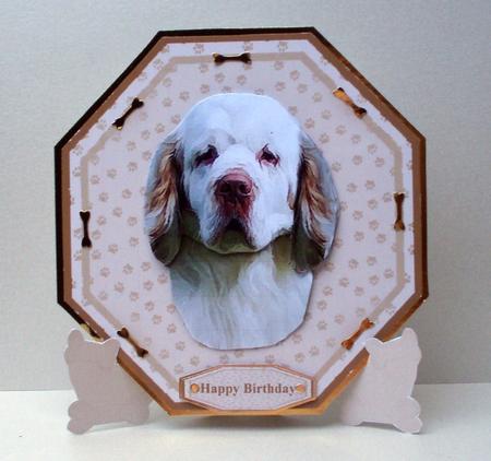 Clumber Spaniel Plate Shaped Card & Stand by Audrey Brown clifford