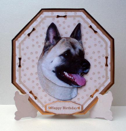 Japanese Akita Plate Shaped Card & Stand by Audrey Brown clifford
