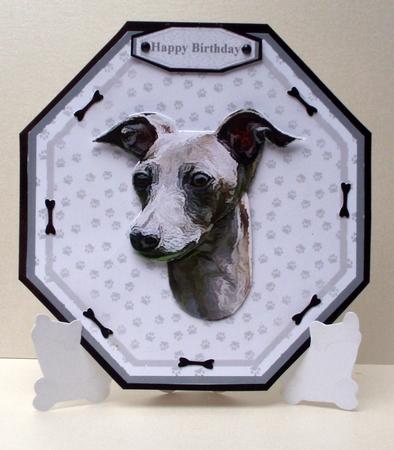 Italian Greyhound Plate Shaped Card & Stand by Audrey Brown clifford